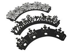 Spider Web Witch Castle Halloween Cupcake Cake Wrappers Halloween Party Decoration. (1,200, Witch) N5