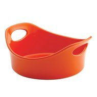Rachael Ray Stoneware 1-1/2-Quart Round Bubble and Brown Baker, Orange