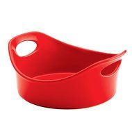 Rachael Ray Stoneware 1-1/2-Quart Round Bubble and Brown Baker, Orange N2