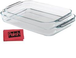 Baking Bundle - 2PC Basics 2 &amp; 3 Quart Value Plus Pack Glass Oblong Baking Dishes - Lasagna Pan Oven &amp; Microwave...