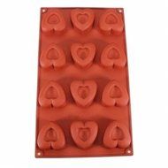 12 Cube Heart Shape Silicone Chocolate Pastry Cake Mold Soup Mould