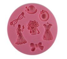 Autek Party Hat Bow Skirt Cake Fondant Soap Sugar Craft Decorating Silicone Mold #125 N2