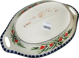 Boleslawiec Stoneware - Polish Pottery Serving or Baking Dish with Handles - Eva&#039;s Collection &quot;Poppy Field&quot; N4