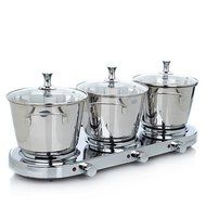 8-piece Stainless Triple Burner Buffet Set with (3) 3.5qt Casserole Pans and Steamer Insert