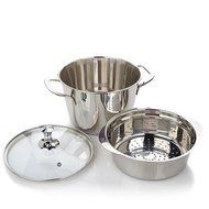 8-piece Stainless Triple Burner Buffet Set with (3) 3.5qt Casserole Pans and Steamer Insert N3