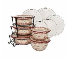 K40159 Temp-tations Old World 13-pc Round Baker Set W/ Lid-Its CRANBERRY