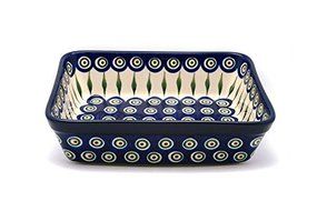 Polish Pottery Baker - Rectangular - Medium - Peacock