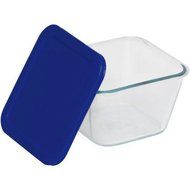 Pyrex Simply Store 6.5-Cup Square Container with Bright Blue Plastic Cover