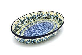 Polish Pottery Baker - Oval - Large - Blue Bells