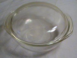 Vintage Corning Pyrex Clear Glass Round 2 Qt. Casserole with Dome Lid
