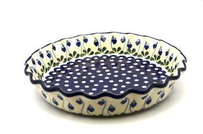Polish Pottery Baker - Pie/Quiche - Fluted - Bleeding Heart