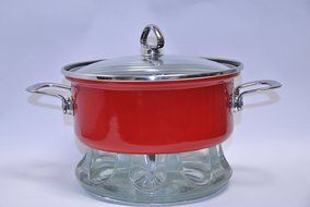 Chantal Buffet Casserole with Glass Warming Stand, 3 Qt, Red