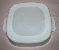 Vintage Corning Ware " Just White " Shallow Casserole Browning Skillet Baking Dish MW-A-10-B w/ Lid 10" N3