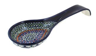 Polish Pottery Mosaic Flower Large Spoon Rest