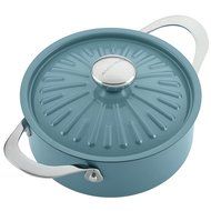 Rachael Ray Cucina Hard Porcelain Enamel Nonstick Covered Round Casserole, 2.5-Quart, Agave Blue N4
