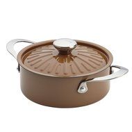 Rachael Ray Cucina Hard Porcelain Enamel Nonstick Covered Round Casserole, 2.5-Quart, Agave Blue N7