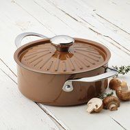 Rachael Ray Cucina Hard Porcelain Enamel Nonstick Covered Round Casserole, 2.5-Quart, Agave Blue N10