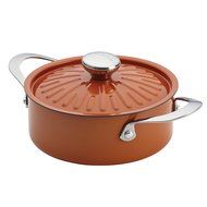 Rachael Ray Cucina Hard Porcelain Enamel Nonstick Covered Round Casserole, 2.5-Quart, Agave Blue N11