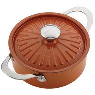 Rachael Ray Cucina Hard Porcelain Enamel Nonstick Covered Round Casserole, 2.5-Quart, Agave Blue N12