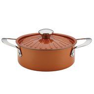 Rachael Ray Cucina Hard Porcelain Enamel Nonstick Covered Round Casserole, 2.5-Quart, Agave Blue N13