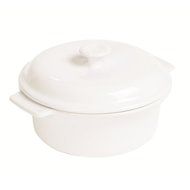 3.5-Quart Microwave Ceramic Covered Casserole Dish, White