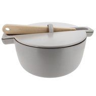 French Home 3.2-quart White Flame Top Round Covered Casserole N2
