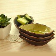Kaifina Ceramic Material Leaves Shape Seasoning Dish(Random Color) N2