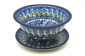 Polish Pottery Berry Bowl with Saucer - Antique Rose