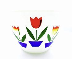Fire King Vintage Tulip Ovenware Bowl 6.5 Inches H X 9.5 Inches