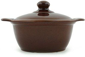 Polish Pottery Baker with Cover with Handles 8-inch Brown N3
