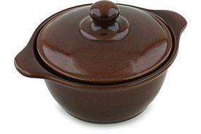 Polish Pottery Baker with Cover with Handles 8-inch Brown N4