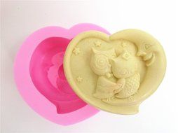 Wocuz W0009 Heart Shape Owl Moon Silicone Candle Making Mold Soap Mold DIY Craft Mould Cake Top Decoration
