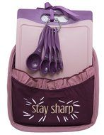 Kish'n Glam Hot To Chop Board Set, Hedgehog Theme, Burgundy