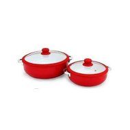 2-Piece Aluminum Round Casserole Set with Lid Color: Red