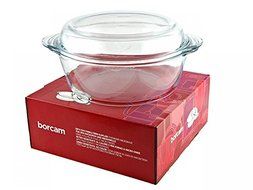 Borcam Bakeware Round Casserole with Glass Cover Gift Boxed (2.2 Quart)