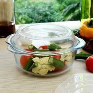Borcam Bakeware Round Casserole with Glass Cover Gift Boxed (2.2 Quart) N4