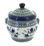 Polish Pottery Blue Tulip Medium Canister