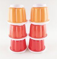 6 x Tupperware Red &amp; Orange Jellette Jelly Makers 120ml Limited Edition