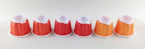 6 x Tupperware Red &amp; Orange Jellette Jelly Makers 120ml Limited Edition N3
