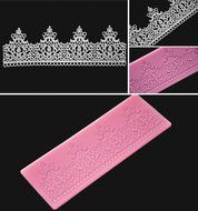 FOUR-C Silicone Lace Mat Decor Cake Pad Textured Cake Mold Color Pink N2