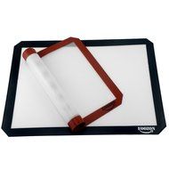 Silicone Baking Mat - 2 Pack (18x13" Black &amp; 16.5x11.6" Red) - Eoozon