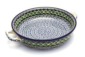 Polish Pottery Baker - Round with Handles - Large - Kiwi