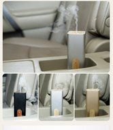 HICBOX Mini car usb perfume diffuser car air purifier ultrasonic wood grain humidifier (Black) N4