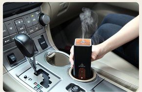 HICBOX Mini car usb perfume diffuser car air purifier ultrasonic wood grain humidifier (Black) N7