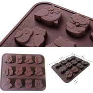 Bhbuy 1x Silicone Cookie Cake Muffin Chocolate Candy Mould Baking Tray Cute Owl Mold N2