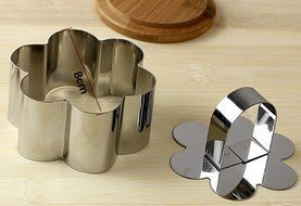 Stainless Cake Mold DIY Round Heart Flower Cake Mold Maker for Baking Set of 4 Mousse Dressert Forming Ring Non... N6