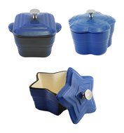 BergHOFF 6 Piece Mini Casserole Assorted Set of Square, Blossom &amp; Star, Blue