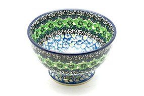 Polish Pottery Bowl - Pedestal - Small - Kiwi