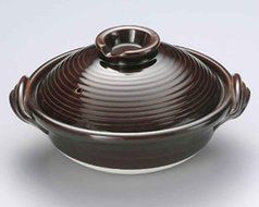 Candy-Glaze for 4-5 persons 12inch Donabe Japanese Hot pot Brown Ceramic Made in Japan