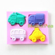 Mom&amp;pea 0657 Cartoon Cars Shaped Silicone Mould for Fondant Cake Sugar Paste Cake Decoration 3d Cake Toppers Mold...